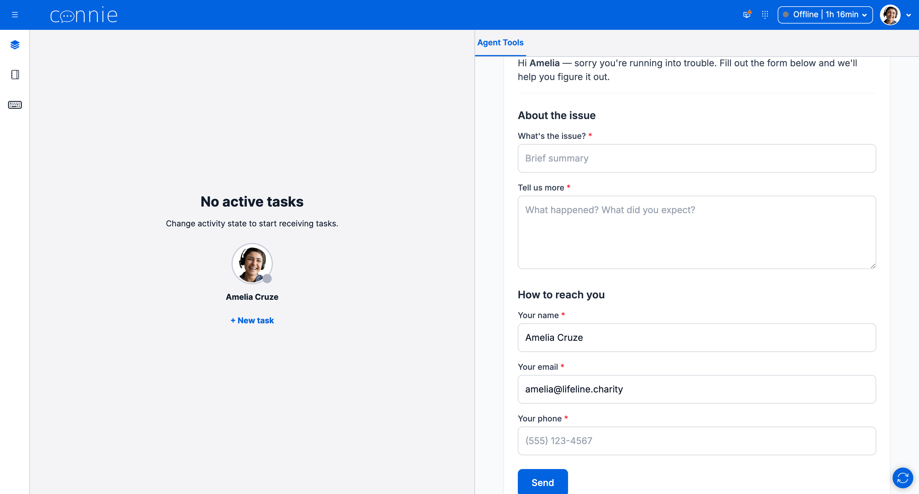 The Create New Ticket form with the Filing for badge