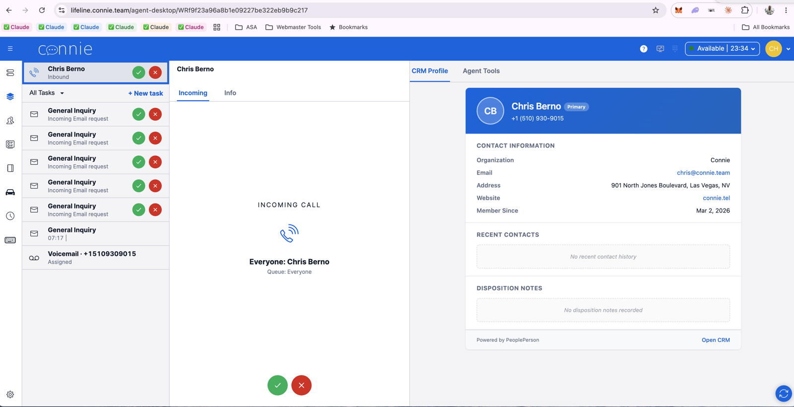 The same ringing call with the feature off — only accept and decline